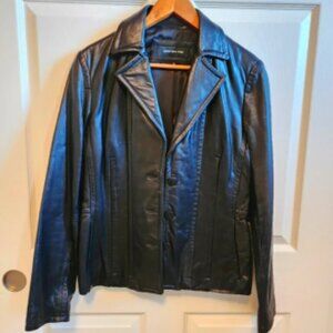 Jones New York Black Soft Genuine Leather Blazer style Jacket Medium